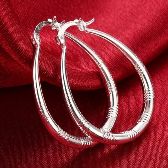 New 925 Sterling Silver Hoop Earrings - Picture 2 of 8